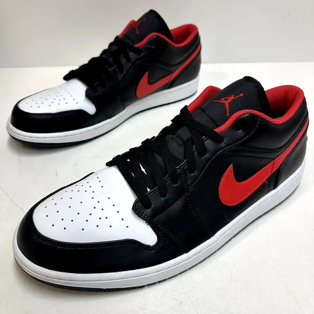 NWOT Nike Jordan 1 Low White Toe  Black/Fire Red/White Bred Men's 16